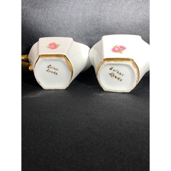 Fine China Sugar and Creamer Roses Esther Leeds - Picture 10 of 11
